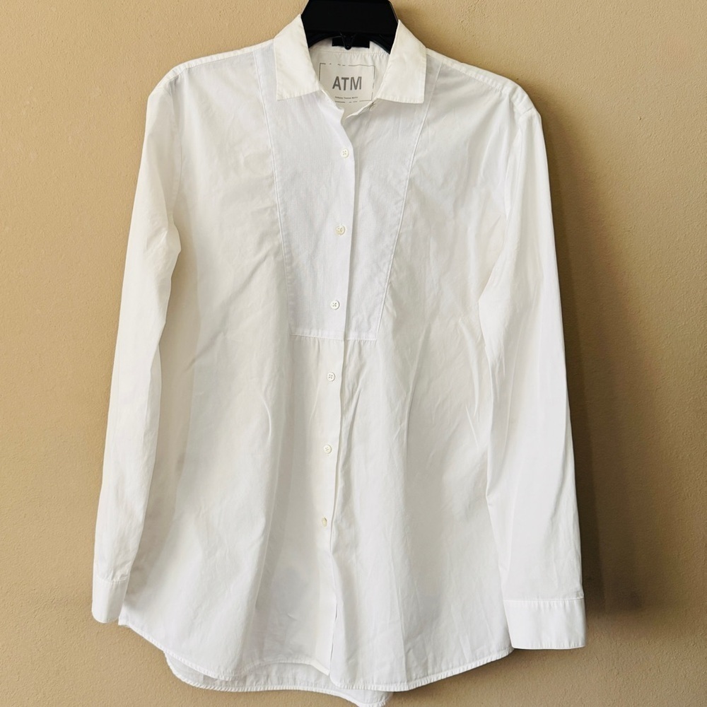 ATM Anthony Thomas Melillo White Tuxedo Dress Shirt Size S